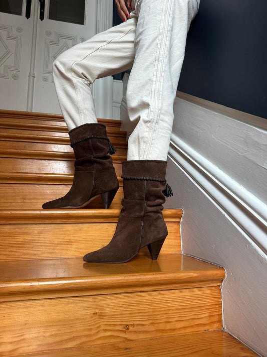 SUEDE SLOUCH BOOTS | BROWN